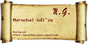 Marschal Géza névjegykártya
